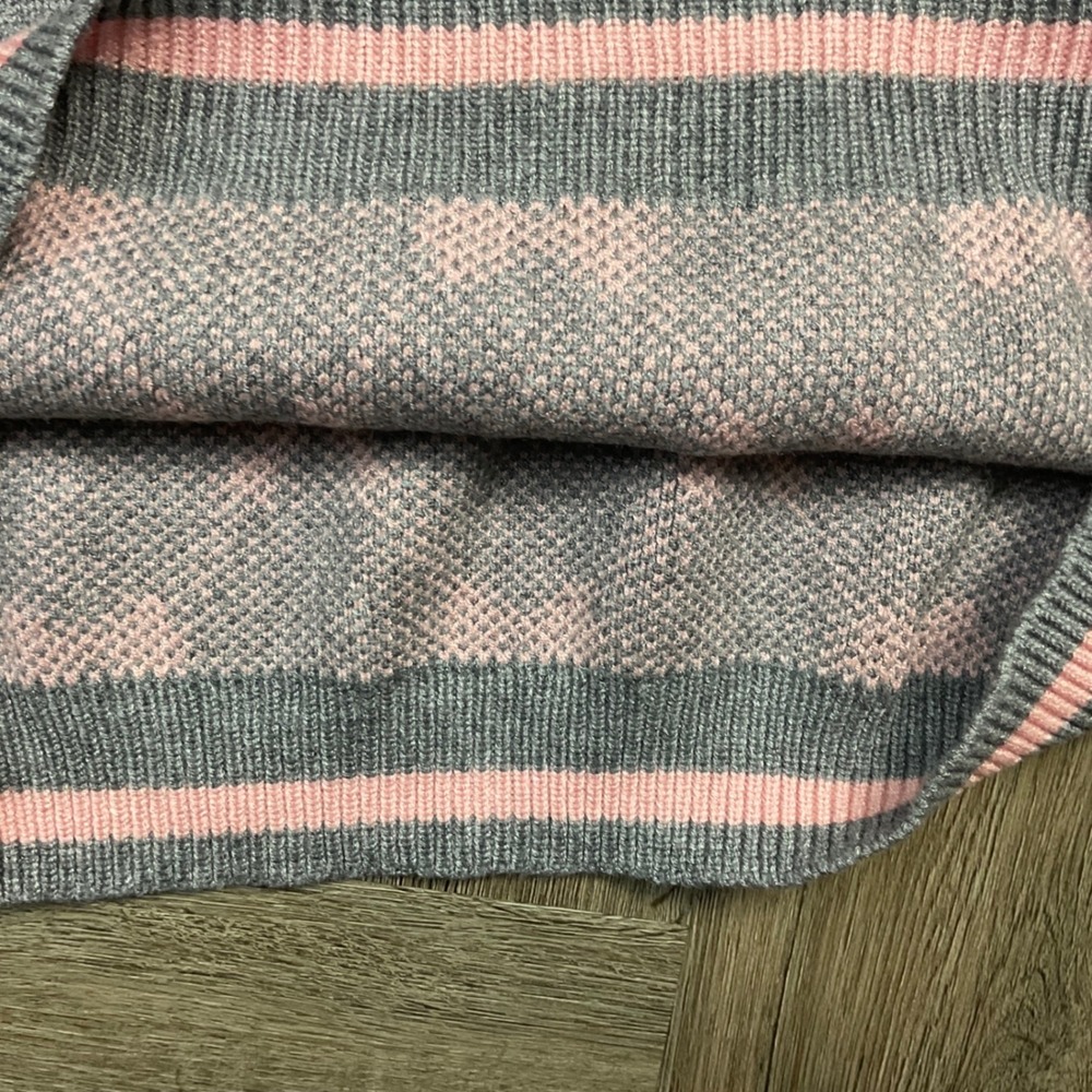 NWT Entro Bow Argyle Knit Sweater Top Shorts Set Womens Large Gray Pink Coquette - Picture 9 of 13